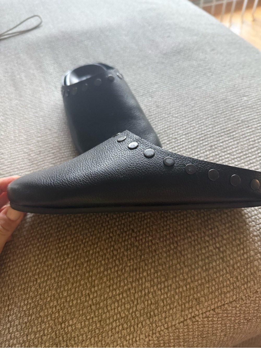 Banana Republic Black Studded Leather Slip-On Flats